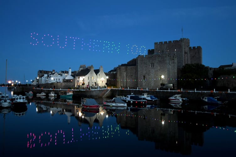A drone show over Castletown to mark the end of the 2025 Southern 100 road races