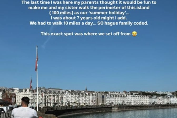 Molly-Mae Hague reveals how she visited the Isle of Man as a child. Picture is partner Tommy Fury pushing the pram