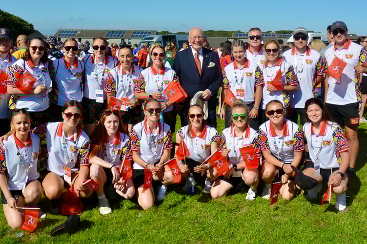 Lieutenant Governor Sir John Lorimer with members of team Isle of Man in Orkney 