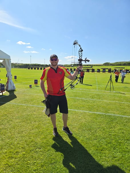 Ethan Moore after picking up a bronze medal in the men's compound head-to-head knockout