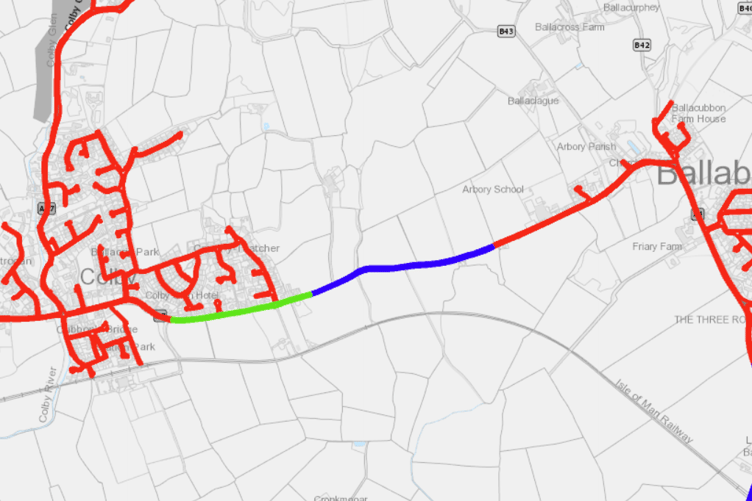 Proposed 20mph zones in Colby and Ballabeg