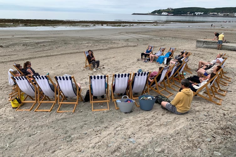 People taking part in mindfulness sessions during Douglas Beach Day