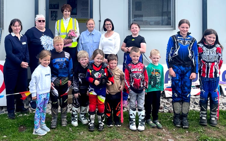 Members of Ramsey Motorcycle Club and the Little Kippers riders with Sarah Maltby MHK after the club's junior initiative received a £3,600 grant from the Manx Lottery Trust