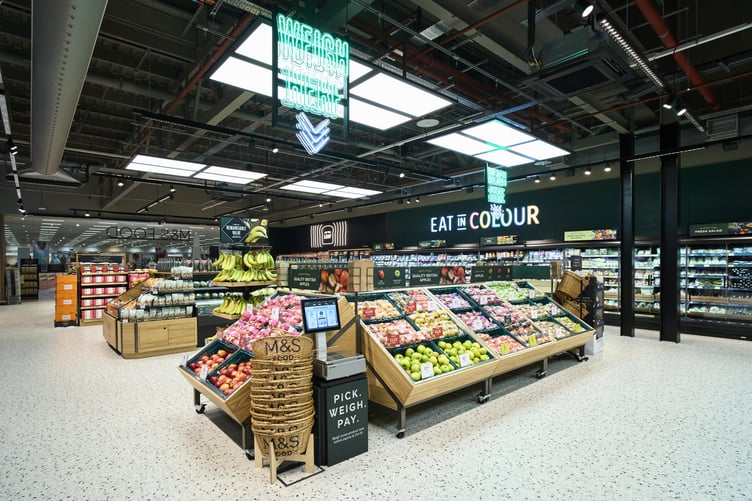The new foodhall at the Douglas M&S will be more spacious which is shown by the fruit and veg section of M&S in Cheshunt