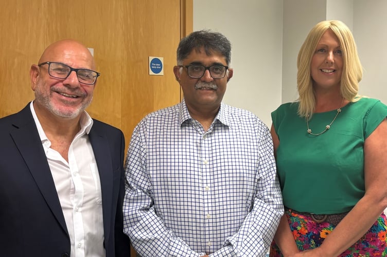 Pictured (left to right) are Hassan Ridha, Sumedh Talwalkar and Teresa Cope.