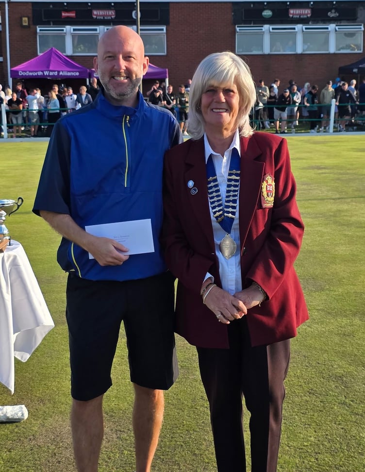Senior merit semi-finalist David Bradford with BCGBA president Lesley Allan (Photo: Steve Clamp)