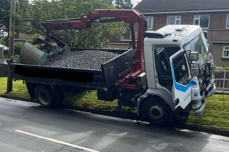 Photo from the scene on Monday morning showed the HGV mounted on the grass verge at The Hope
