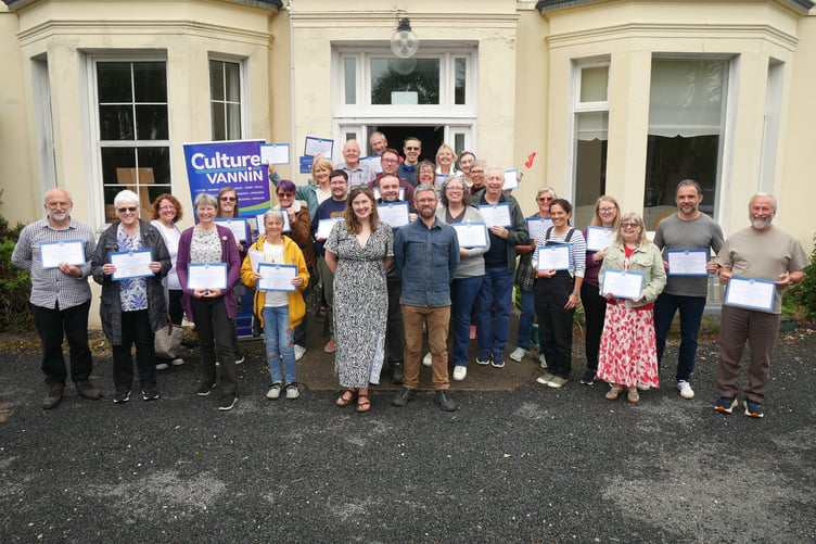 Half of the 52 students for Culture Vannin’s Summer School, which took place last week (Photo: James Franklin)