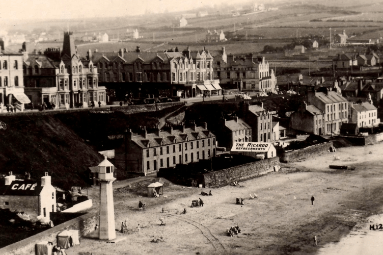 Archive view of Port Erin beach showing St Catherine's Terrace