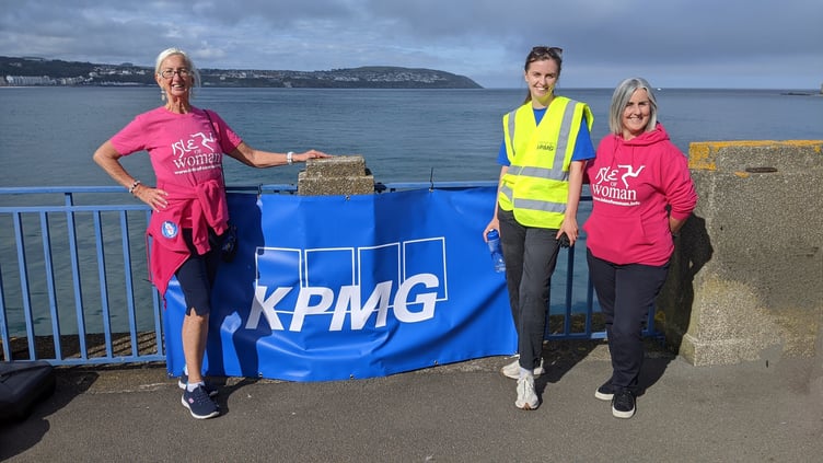 Manx Breast Cancer Support Group representatives pictured with Ellie Matthews (centre) from KPMG in the Crown Dependencies