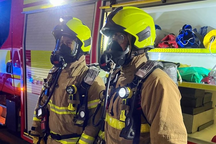 Isle of Man Fire and Rescue Service personnel in breathing apparatus