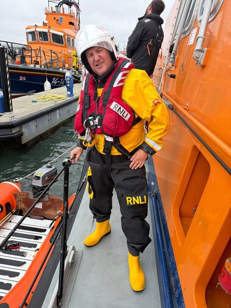 Coxswain Peter Cowin on board the Trent class lifeboat Betty Huntbatch