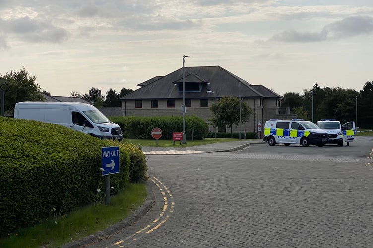 The entrance to Noble's Hospital is shut this morning (Wednesday)