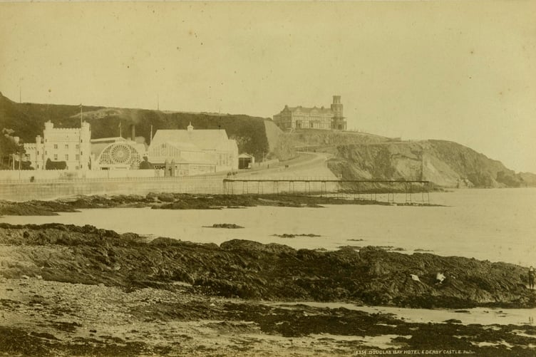 The Derby Castle in 1896, with the Douglas Bay Hotel overlooking it. The Victoria Pier was used for firework displays twice weekly during the tourist season (Photo: Manx National Heritage/imuseum)