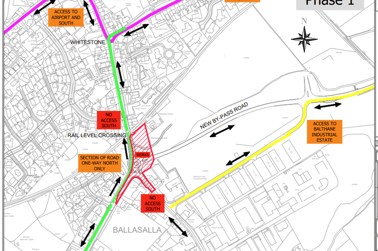 Diversions for phase one of Balthane roundabout scheme