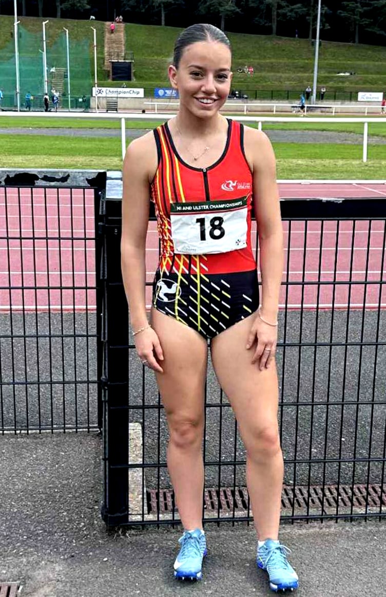 Carla Teece after setting yet another personal best when finishing an excellent fourth in the 100m race at the Northern Ireland Championships in Belfast on Saturday