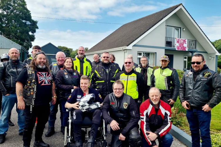 Anthony O'Carroll is welcomed home by his biker family