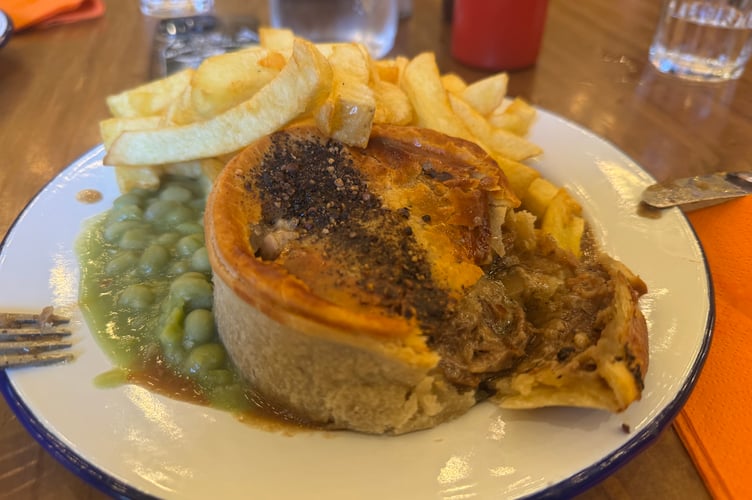 The delicious brisket and peppercorn pie at Victory Cafe 