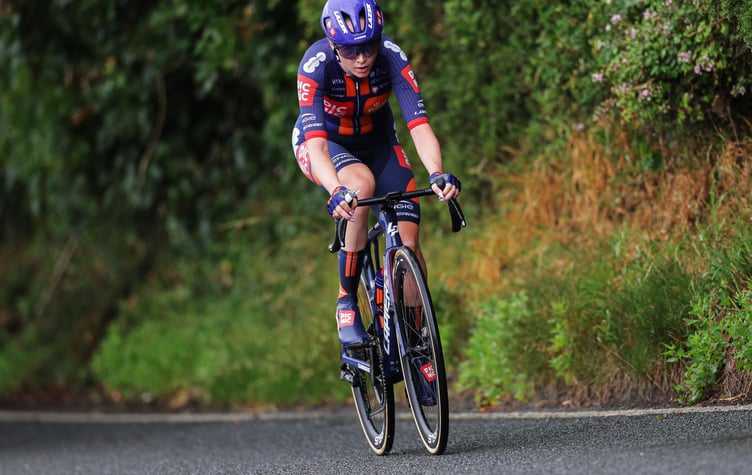 Manx cyclist Becky Storrie in action for Team Picnic PostNL recently (Photo: Alex Whitehead/SWpix.com)