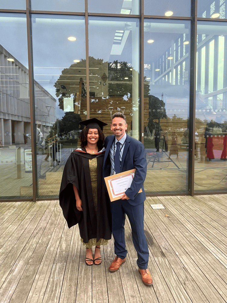 Mark Roberts with one of his students