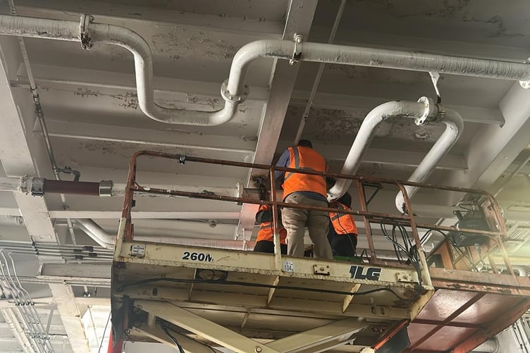Engineers working to fix the issue on the Ben-my-Chree