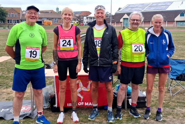 The Isle of Man contingent at the British Centurions Walk last weekend: (left to right) Colin Moore, Sophie Watterson-Jones, Andrew Titley and Haydn Kenna, plus former island resident Sarah Webster