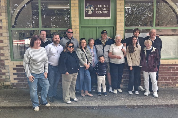 Members of the Quayle family outside the Foxdale Heritage Centre