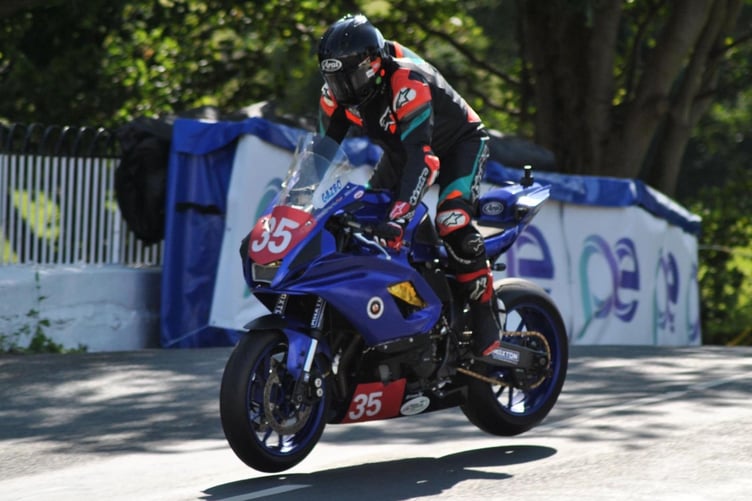 Garry Broughton competing at a previous Manx Grand Prix