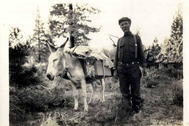 Manxman Joseph Ward with his burro during his time in the US