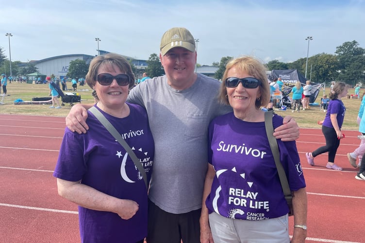 Reporter James Campbell with sister Amanda (left) and mum Anne at Relay for Life 2025