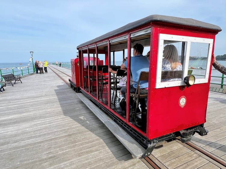 Passengers on board the pier tram at the weekend