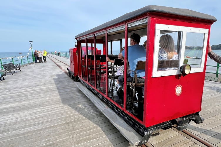 Passengers on board the pier tram at the weekend
