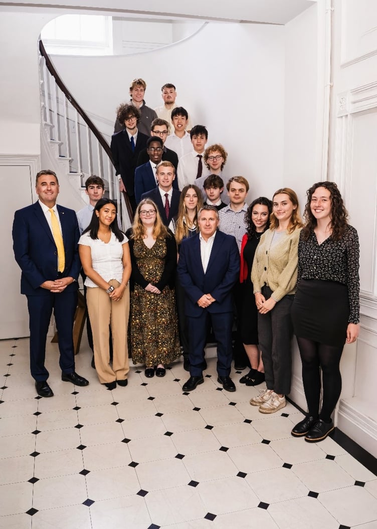 Participants of the 2025 Step Programme with the Minister for Enterprise, Tim Johnston MHK and Karl Moore, CEO, Utmost International