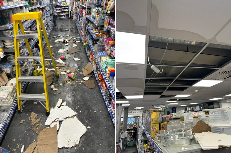 Flood damage caused by a burst pipe in Jac Stores Peel branch