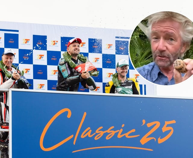 Noel Edmonds 'nearly floored' by TT legend's champagne cork