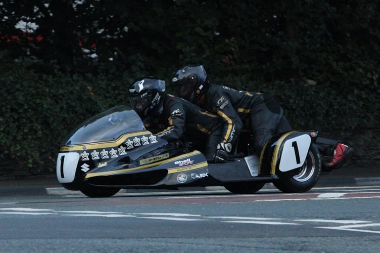 Dave Molyneux and Dan Sayle onboard a 1975 750cc Suzuki (Photo: Mike Hammonds)