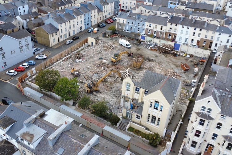 Drone image of the Fairfield School demolition site