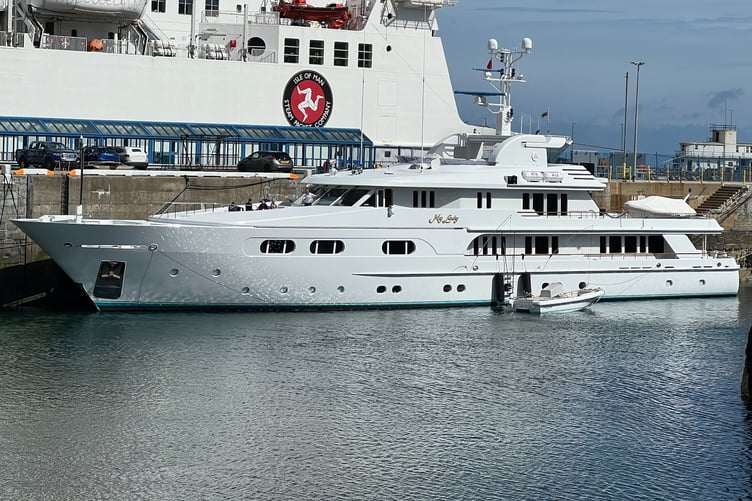 Superyacht My Lady berthed in Douglas harbour