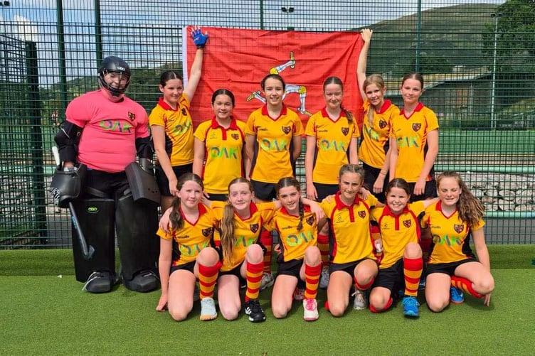 The Isle of Man under-14 girls hockey team that played in Sedbergh last weekend