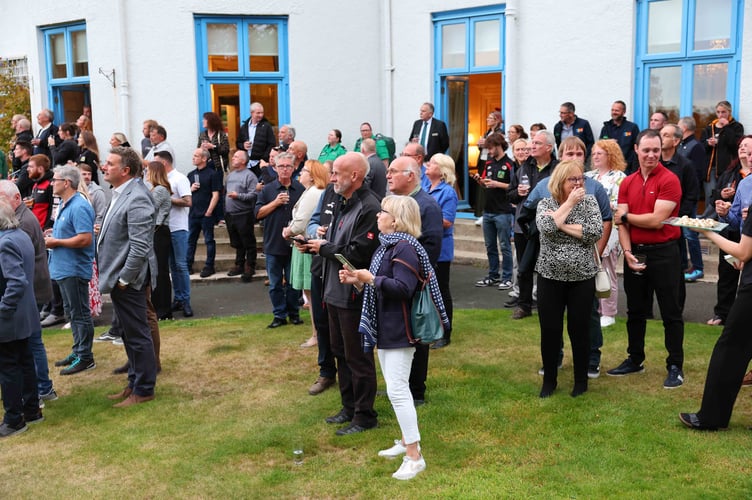 Crowds made their way outside to watch the RAF Typhoon display above Douglas Bay
