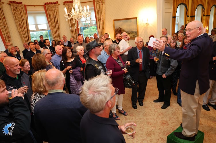 His Excellency Sir John Lorimer addresses the crowds at Government House for the Manx Grand Prix/Classic TT Reception (All photos: Dave Kneen on behalf of Government House Photos)