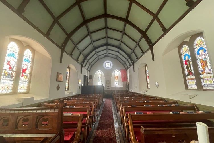 Inside St Bridget's Church in Bride
