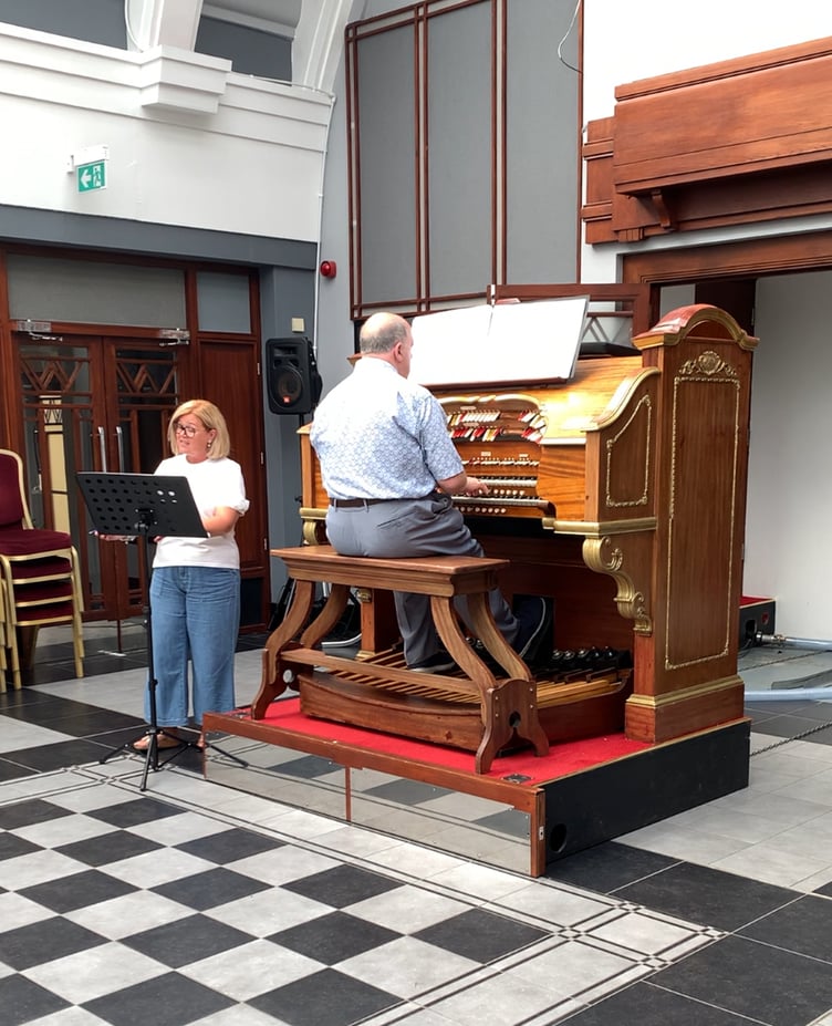 Organist Keith Simpson and singer Jane Corkill