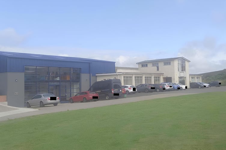 The Albion Knitting Company wants to knock down the white building on the right as part of an expansion of its factory at the Ronaldsway Industrial Estate in Ballasalla