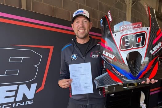 Peter Hickman shared this photo of him with his fit-to-ride certificate on Friday morning