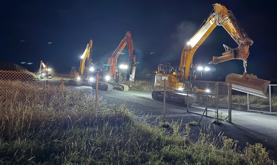 Drainage works being carried out overnight at Ronaldsway Airport last month