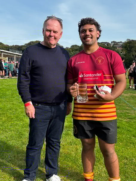 NFU’s David Wilkinson presents Saturday's man-of-the-match award to Josh Campbell
