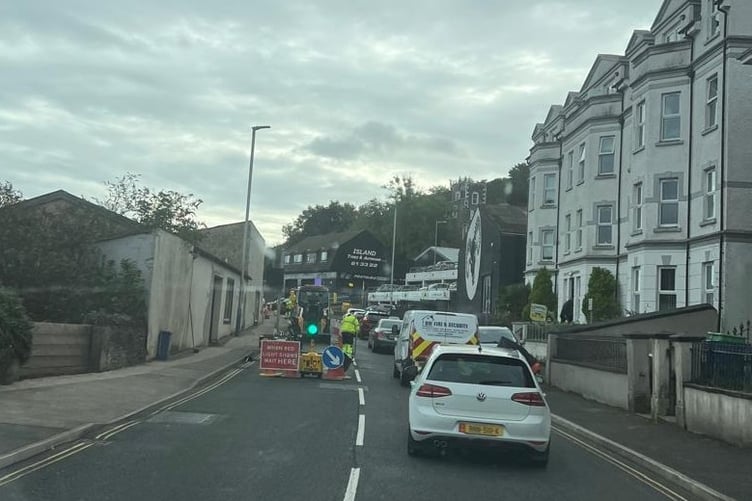 The three-way traffic light system currently in place at Douglas South Quay