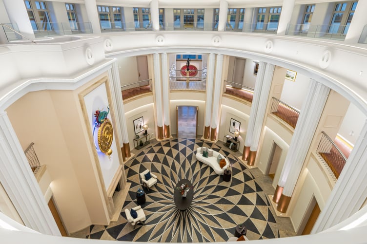 The spectacular elliptical central atrium at Arrogan Mooar
