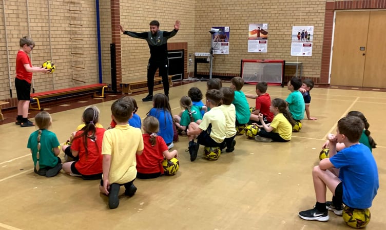 Connor Prescott undertaking one of the popular sessions at Laxey Primary School